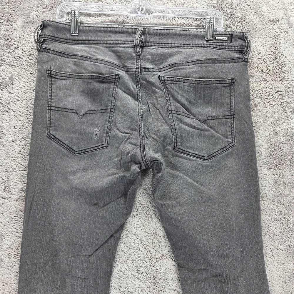 Diesel Jeans Mens 33x32 Gray Stickker Super Slim Skinny Stretch Zip Fly 0677I